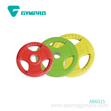 TRI HOLE RUBBER COATED WEIGHT PLATE